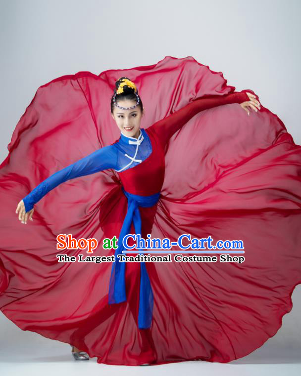 Chinese Mongolian Dance Clothing Modern Dance Costume Opening Dance Red Dress Dance Stage Performance Garment