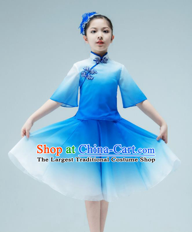 Chinese Classical Dance Clothing Stage Performance Costume Children Dance Blue Dress Ballet Dance Garment