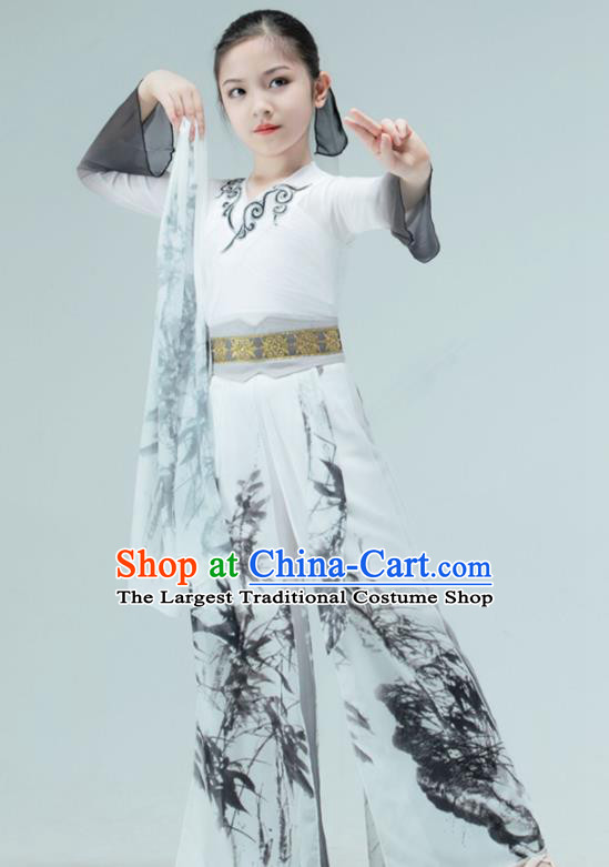 Chinese Classical Dance Garment Children Sword Dance Clothing Stage Performance Costume Mang Zhong Dance Ink Painting Outfit