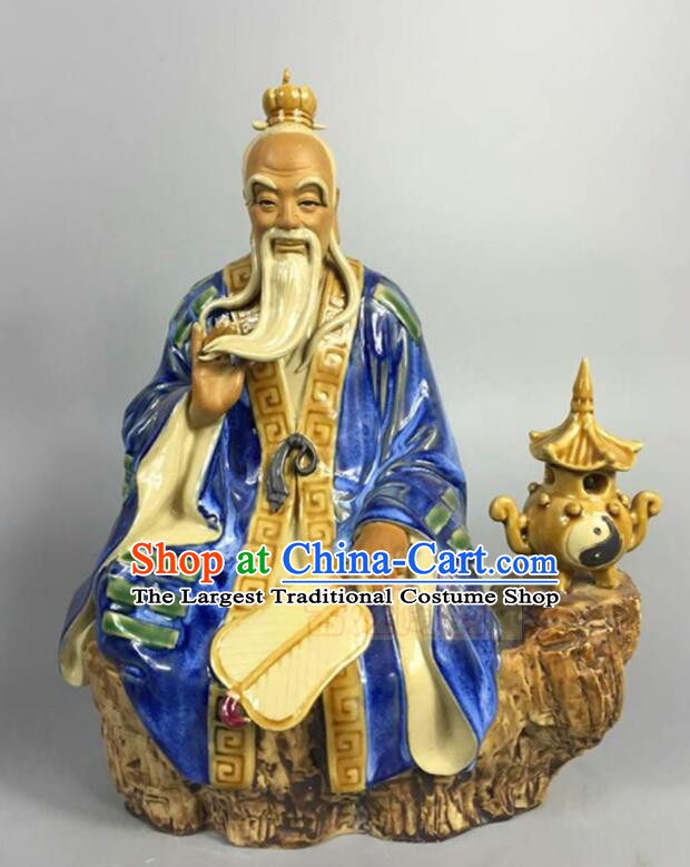 Chinese Ceramic Craft Handmade Shi Wan Porcelain Arts 12 inches Tai Shang Lao Jun Statue