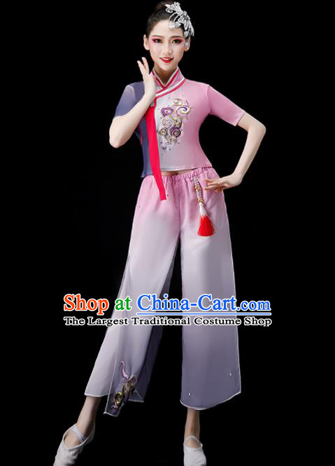 Chinese Stage Performance Clothing Folk Dance Dance Pink Outfit Yangko Dance Costume