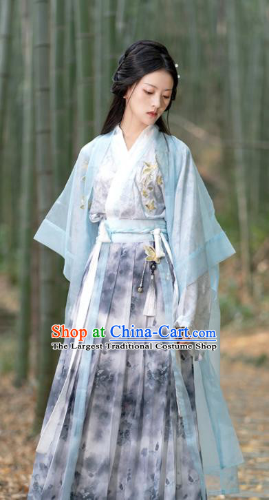 Chinese Song Dynasty Garment Costumes Traditional Hanfu Clothing Ancient Young Lady Dress Complete Set