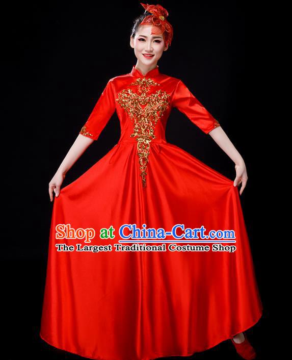 Chinese Opening Dance Costume Spring Festival Gala Stage Performance Clothing Modern Dance Red Dress