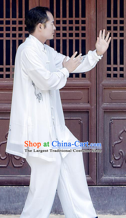 Chinese Martial Arts Costumes Tai Chi Training White Uniform Top Competition Three Pieces Outfit