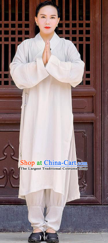 Chinese Traditional Taoist Priest Frock Martial Arts Costumes Tai Chi Training White Uniform