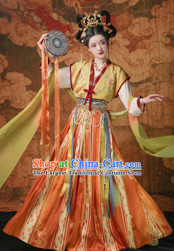 Chinese Tang Dynasty Princess Garment Costumes Traditional Historical Clothing Ancient Young Lady Hanfu Dress