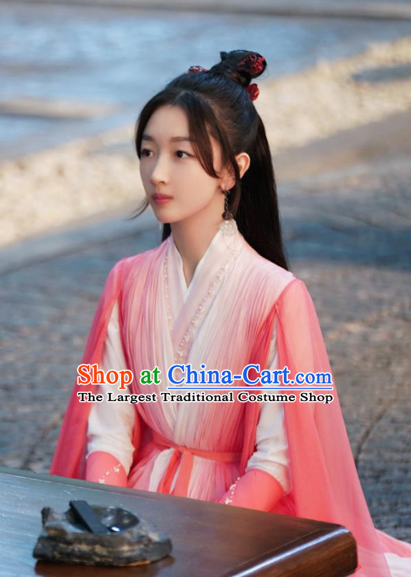 Chinese Ancient Love Poetry Shang Gu Pink Dress Xian Xia Drama Garment Costumes Goddess Clothing