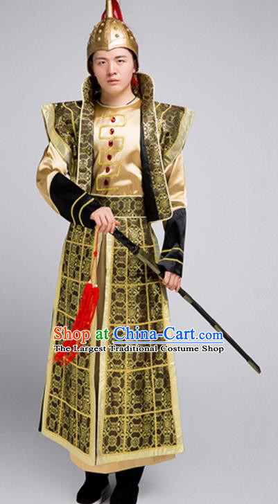 Chinese Song Dynasty Yue Fei Garments Traditional Hero Armor Clothing Ancient General Costumes