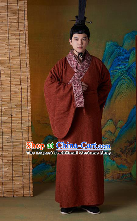 Chinese Ancient Prime Minister Clothing Traditional Garments Han Dynasty Scholar Sima Qian Costumes