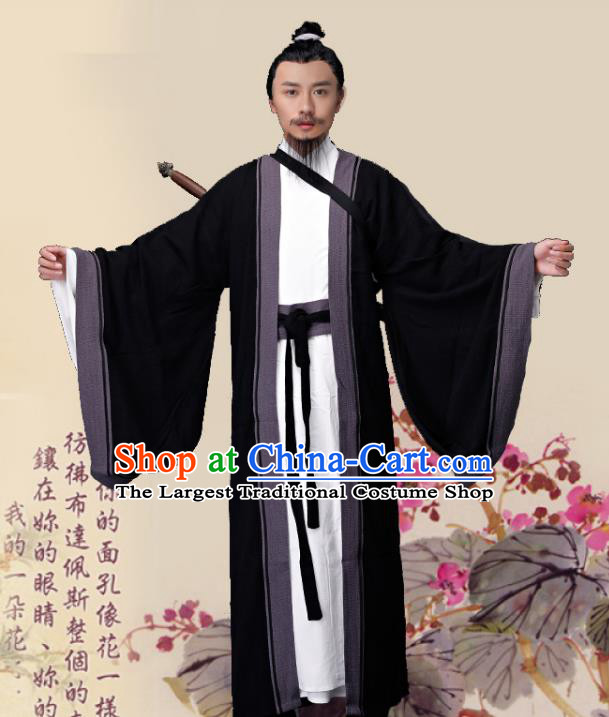 Chinese Drama Water Margin Gongsun Sheng Garments Song Dynasty Costumes Ancient Taoist Priest Clothing