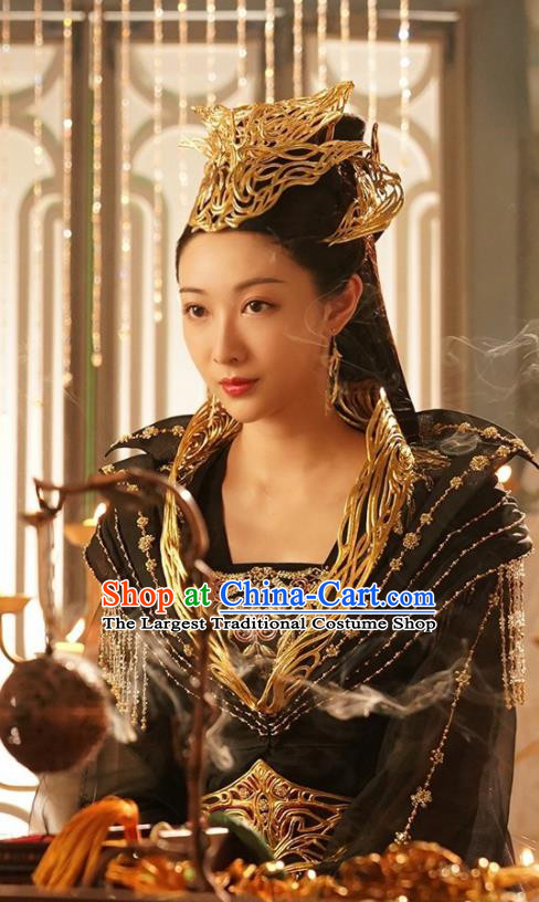 Chinese Ancient Goddess Queen Black Dress TV Series Ancient Love Poetry Jin Zhao Garment Clothing