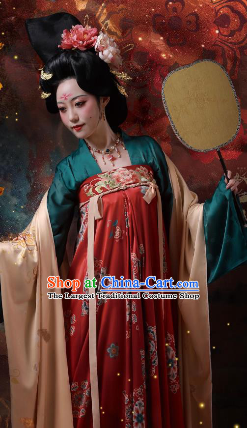 Chinese Ancient Palace Beauty Dresses Tang Dynasty Imperial Concubine Costumes Traditional Garment Clothing