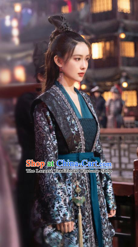 Chinese Traditional Noble Lady Dress Wu Xia TV Series Heros Lei Chun Costume Ancient Swordswoman Clothing