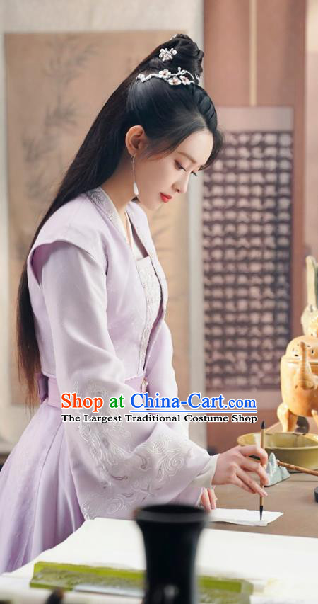 Chinese Wuxia TV Series Heros Lei Chun Costume Ancient Princess Clothing Traditional Noble Lady Lilac Dress