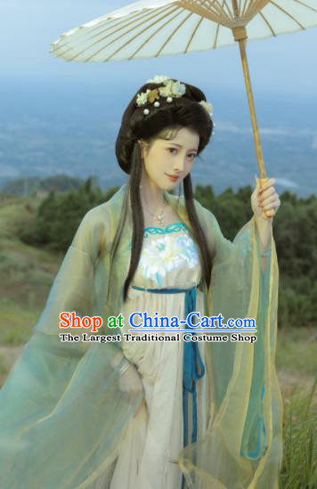 Chinese Ancient Palace Beauty Clothing Tang Dynasty Princess Garment Costumes Traditional Green Hanfu Dresses