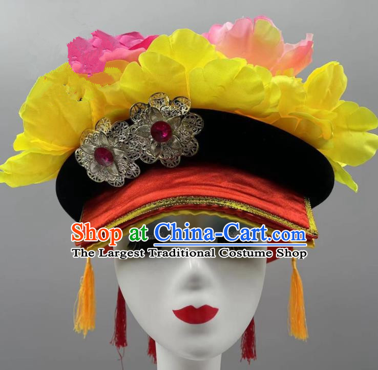 Chinese Yi Nationality Dance Headdress Ethnic Stage Performance Hat Liangshan Yi Ethnic Women Headwear