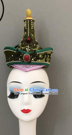 Chinese Ethnic Stage Performance Hat Mongol Minority Dance Headwear Mongolian Nationality Woman Headdress