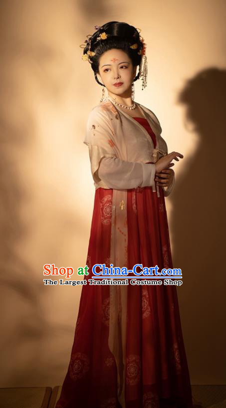 Chinese Traditional Hanfu Dresses Tang Dynasty Court Woman Costumes Ancient Goddess Clothing