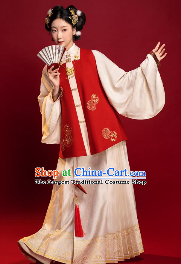 Chinese Traditional New Year Hanfu Dresses Ming Dynasty Young Woman Garment Costumes Ancient Noble Lady Clothing