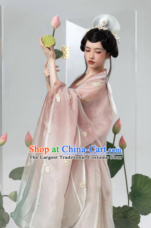 China Traditional Song Dynasty Empress Pink Hanfu Dresses Ancient Imperial Consort Costumes Complete Set