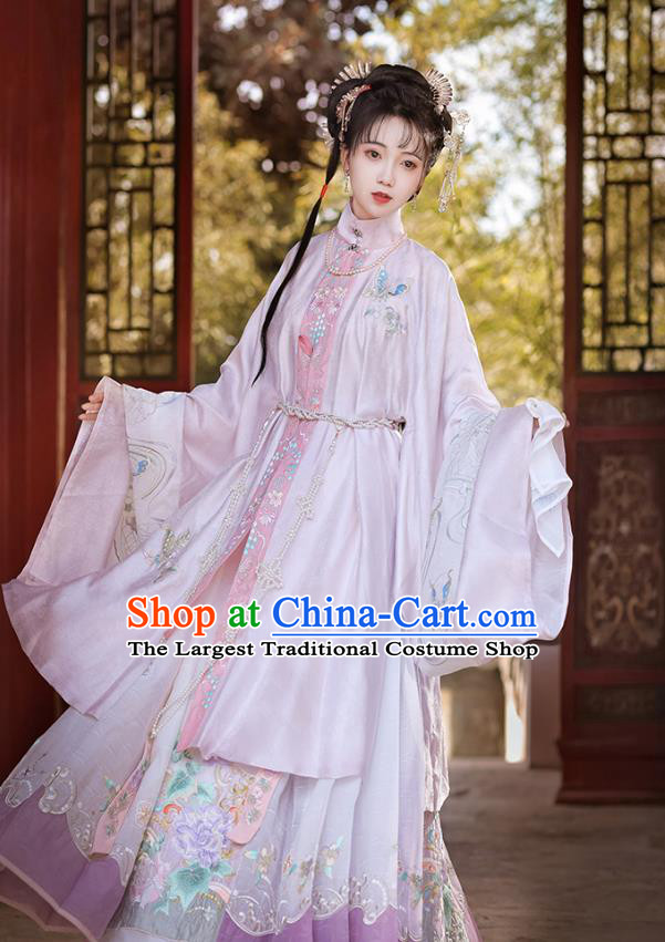 China A Dream in Red Mansions Lin Dai Yu Dress Traditional Embroidered Hanfu Ancient Ming Dynasty Young Beauty Costumes