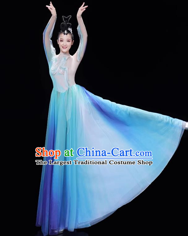 Classical Dance Green Water Green Mountain Dance Costume Women S Green Gradient Modern Opening Dance Partner Dance Skirt Performance Costume