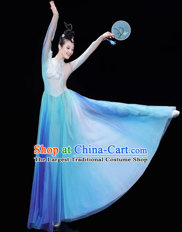 Classical Dance Green Water Green Mountain Dance Costume Women S Green Gradient Modern Opening Dance Partner Dance Skirt Performance Costume