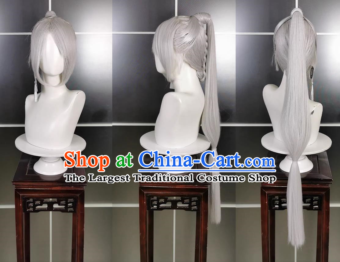 Huowu Yangyancheng Male Wig Jiansan Cosplay Headwear Wig Headgear White Hair