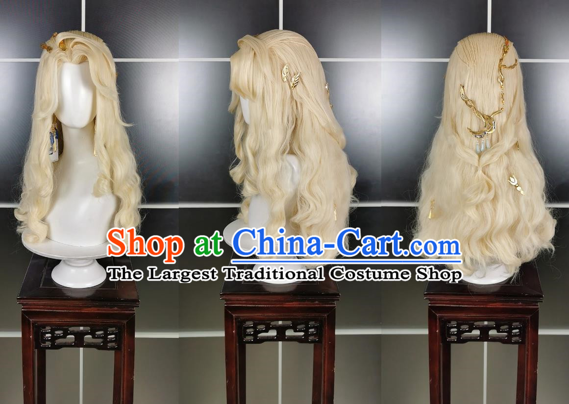 Glaze Curling Cloud Dragon Girl Jin Chengnu Wig Headdress Jiansan Cosplay Wig Blonde