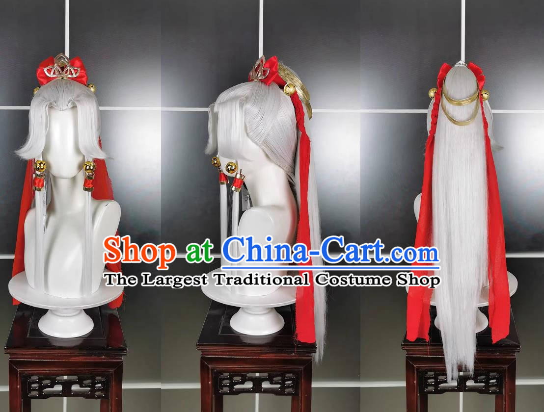 Chi Yuejianfeng Zhengtai Wig Headdress Jiansan Cosplay Headwear Wig Hair White Hair