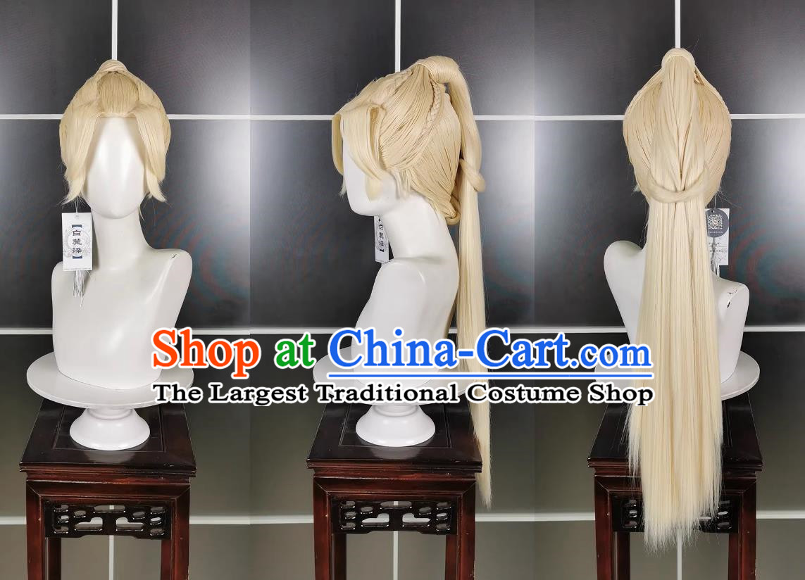 Timeless Elf Jin Zhengtai Wig Headdress Sword Three Cosplay Wig Blonde