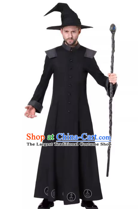 Cosplay Prophet Black Outfit Halloween Stage Performance Clothing Fancy Ball Wizard Costume