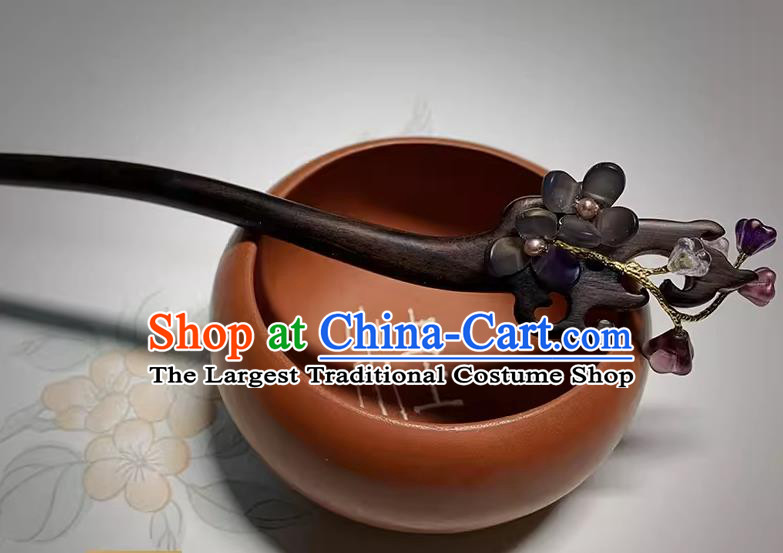 Chinese Hanfu Ebony Hairpin Traditional Ebony Hair Stick Cheongsam Hair Jewelry Handmade Christmas Gift