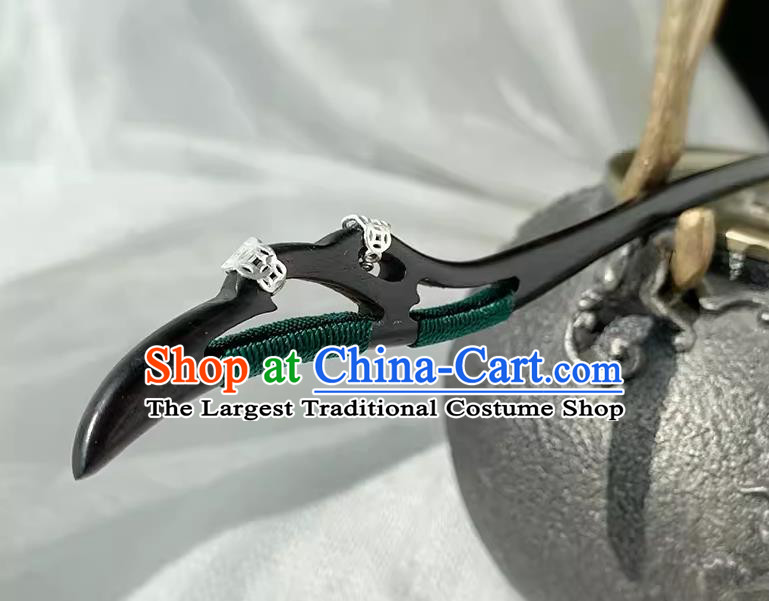 Handmade Cheongsam Hair Jewelry Christmas Gift Chinese Hanfu Ebony Hairpin Traditional Taoist Headgear