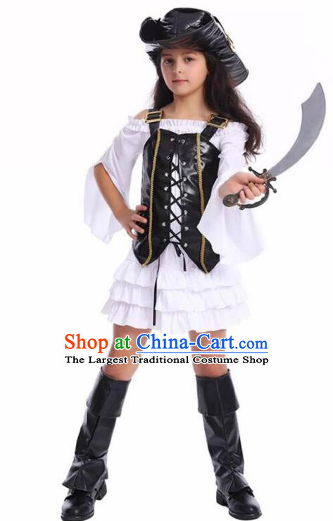 European Drama Performance Clothing Top Halloween Costumes Cosplay Medieval Pirate Captain Dress for Children