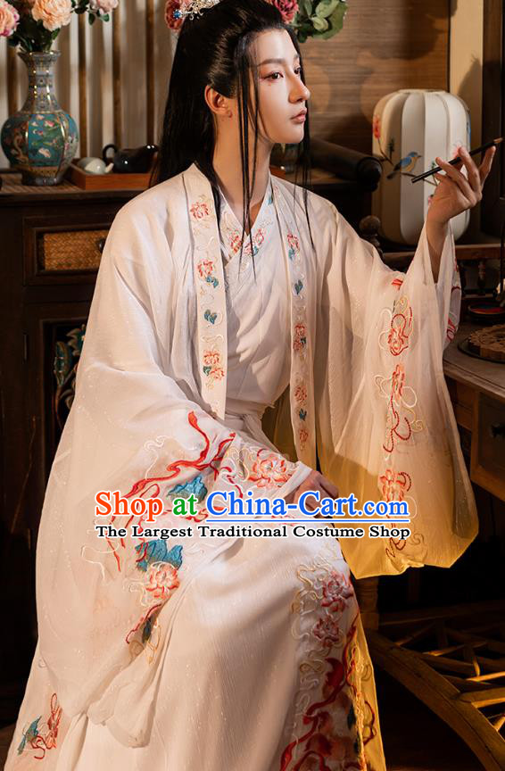 China Ancient Scholar Clothing Song Dynasty Young Childe Replica Costumes Hanfu Embroidered Garments Complete Set