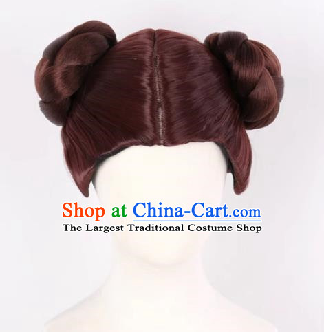 Brown Fitted Bun Style Cosplay Wig