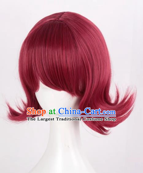 Arknights Ark Angel Burgundy Reversed Short Hair Cosplay Anime Full Wig