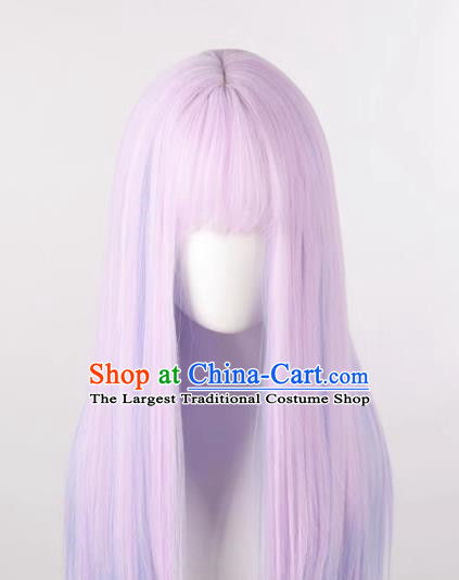 Wig Female Long Hair Long Straight Hair Pink Purple Mixed Blue Gradient Lolita Ladies Lolita Whole Wig