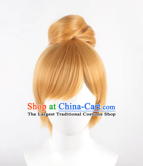 Wonderful Fairy Tinker Bell Animation Wig Golden Single Hair Cosplay Wig