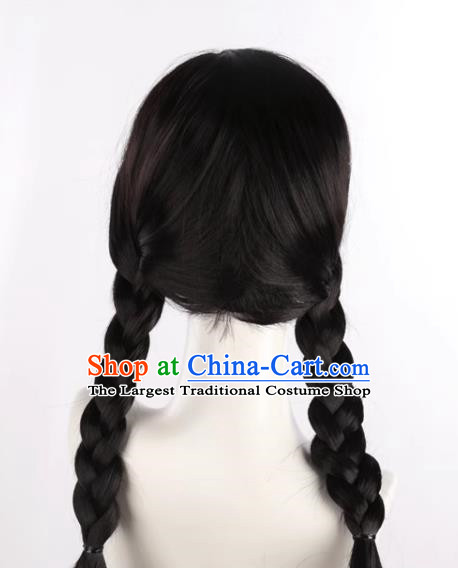 Black Middle Parted Braided Cos Wig