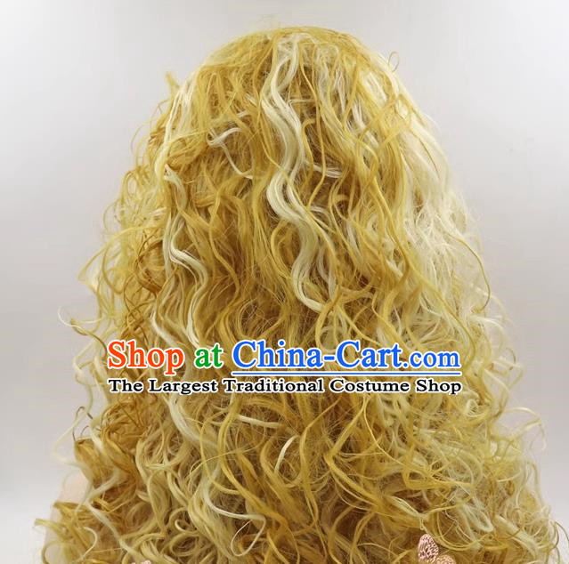 Screw Roll African Long Curly Hair Dirty Braids European And American Style Cosplay Ladies Curly Hair Mixed Blonde Wig