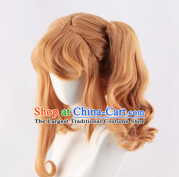 Black Butler Elizabeth Cos Wig Golden Split Tiger Mouth Clip Double Curly Ponytail Fake Hair