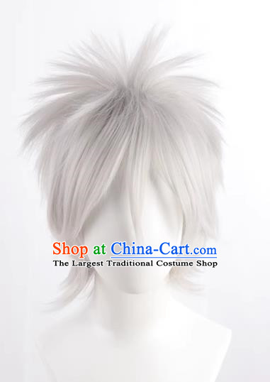 Silver Gray Hatake Kakashi Style Fluffy Men's Short Hair Cosplay Wig