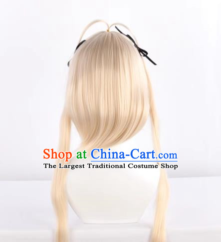 Yuan Zhikong Kasugano Qiongqiongqiongmei Thin Ponytail Rice Gold Cos Wig