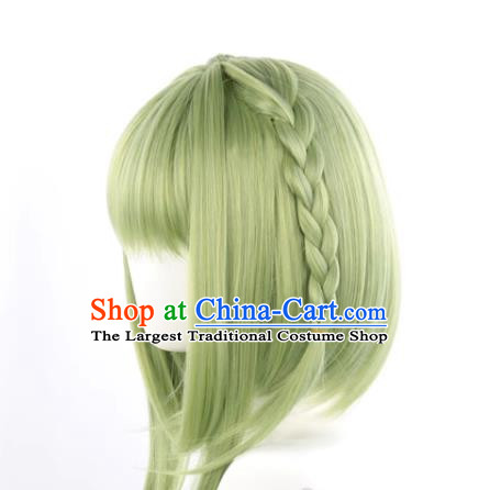 Earth Bound Boy Hanako Kun Nanafeng Sakura Cos Wig Light Green Inner Buckle Long Sideburns Braid