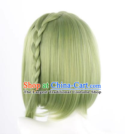 Earth Bound Boy Hanako Kun Nanafeng Sakura Cos Wig Light Green Inner Buckle Long Sideburns Braid