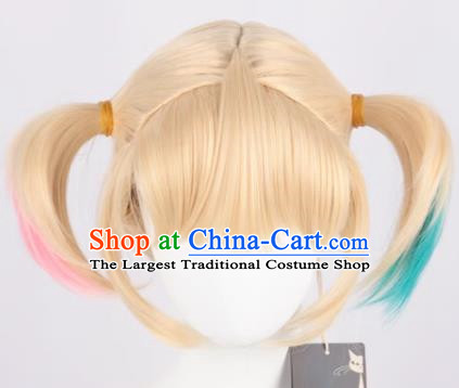 Harley Quinn Gradient Short Ponytail Cosplay Anime Wig