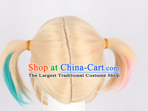 Harley Quinn Gradient Short Ponytail Cosplay Anime Wig