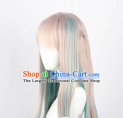 Earth Bound Boy Hanako Kun Bashun Ningning Silver Gray Gradient Green Long Straight Hair Cos Wig